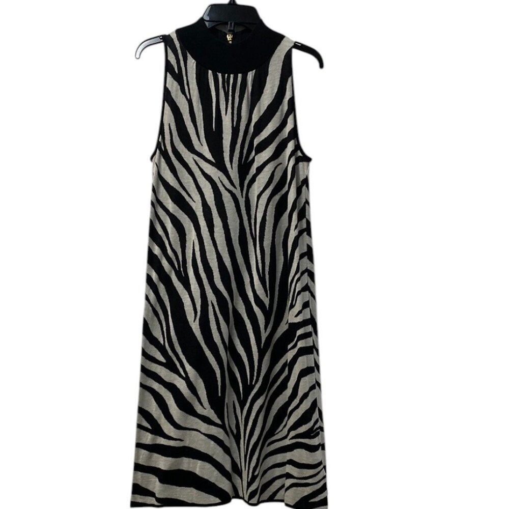 Michael Kors, Women's Black & White Zebra Print Sleeveless Dress, Size XS/XP